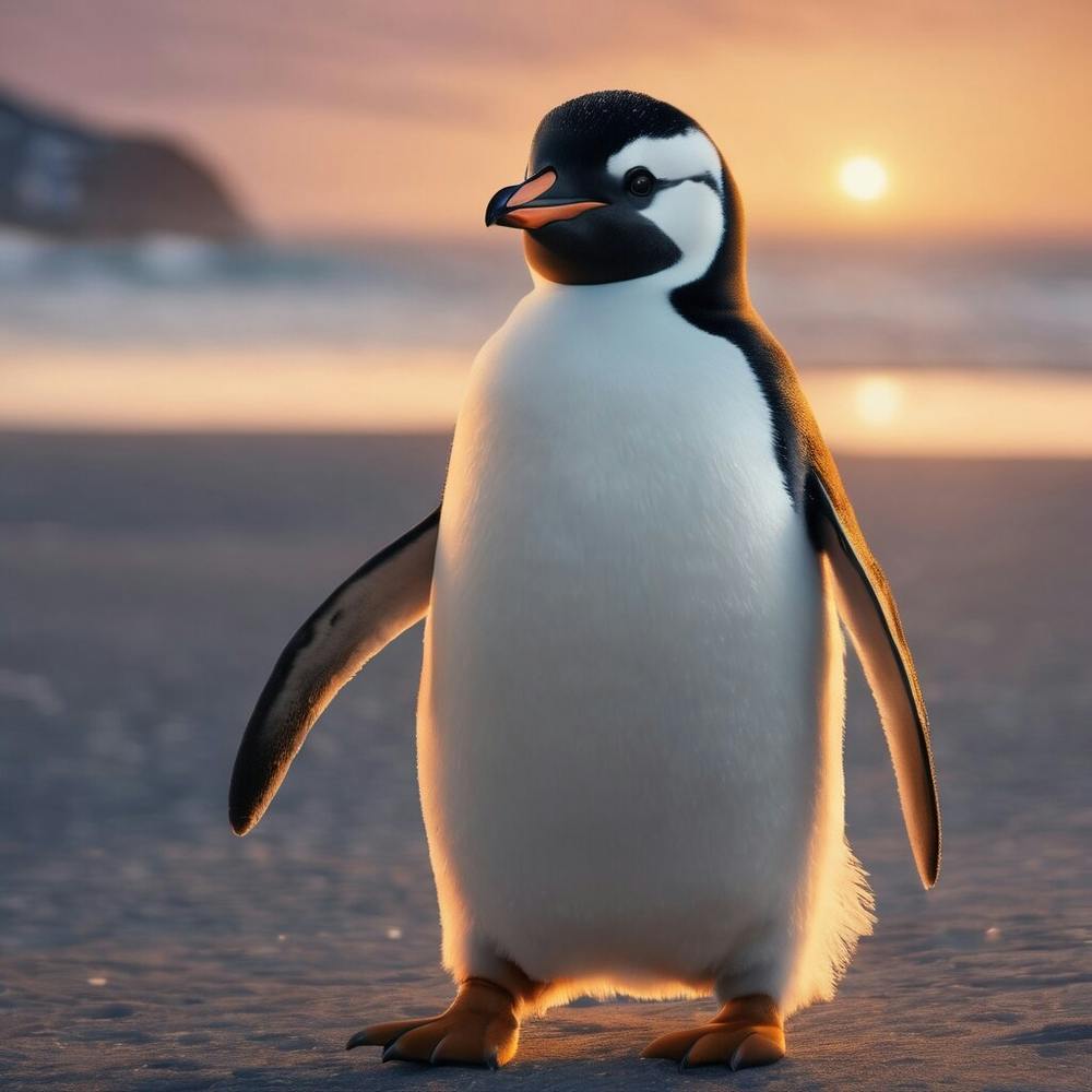 Penguin On The Beach