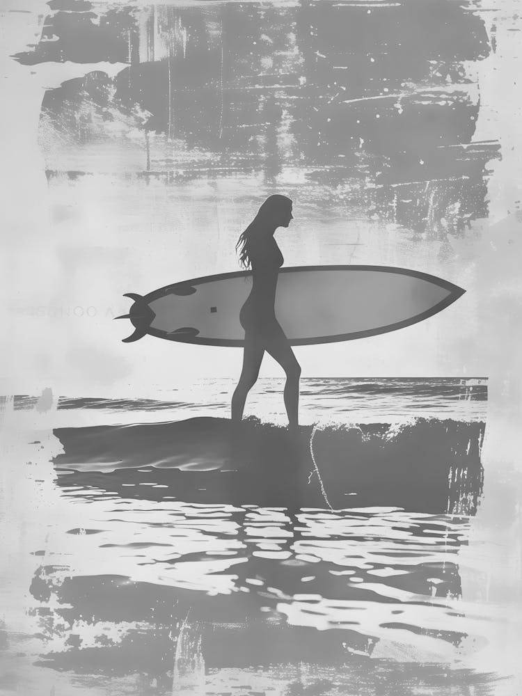 Surfer Girl Silhouette