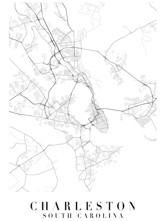 Charleston South Carolina Street Map Minimal