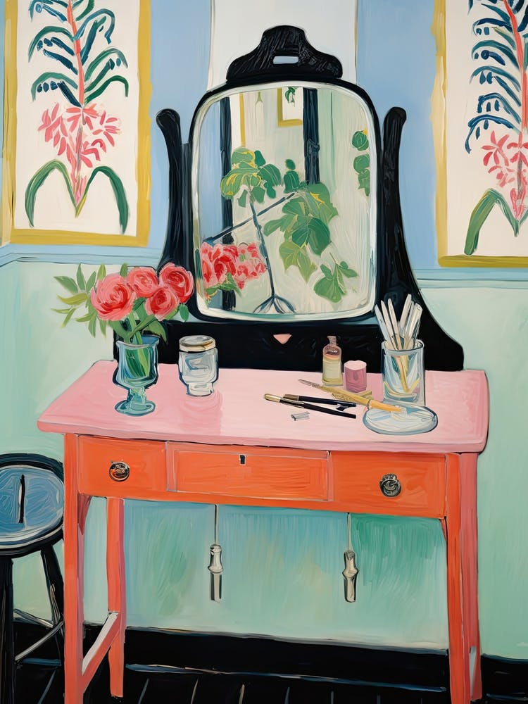 Bathroom Vanity Painting With A Bleeding Heart Bouquet 2