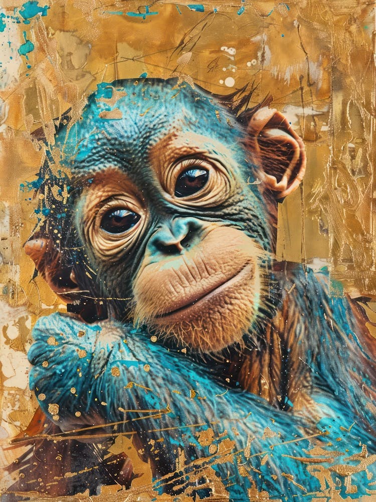 Baby Orangutan Gold Effect Collage 1