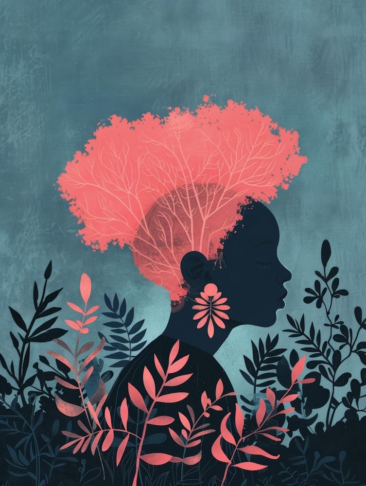 Portrait Of A Woman With Pink Hair