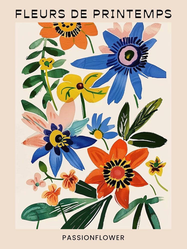 Spring Floral French Poster  Passionflower 1