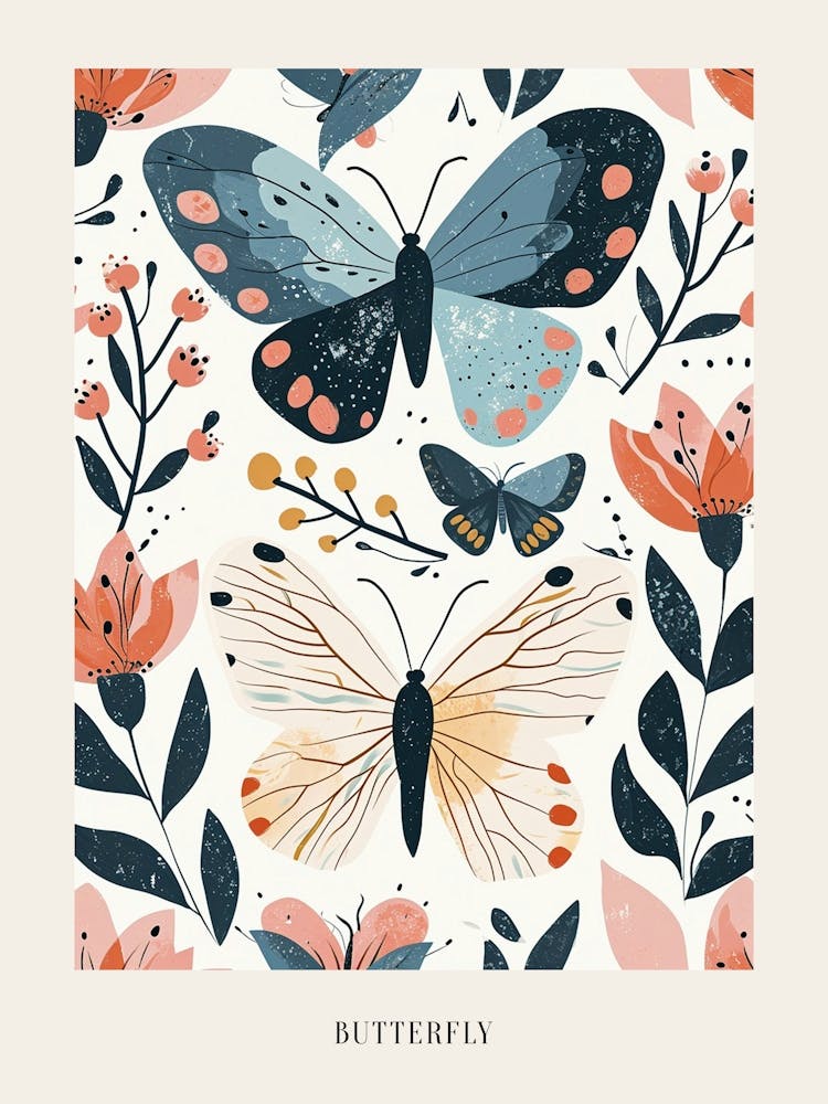 Colourful Insect Illustration Butterfly 20 Poster