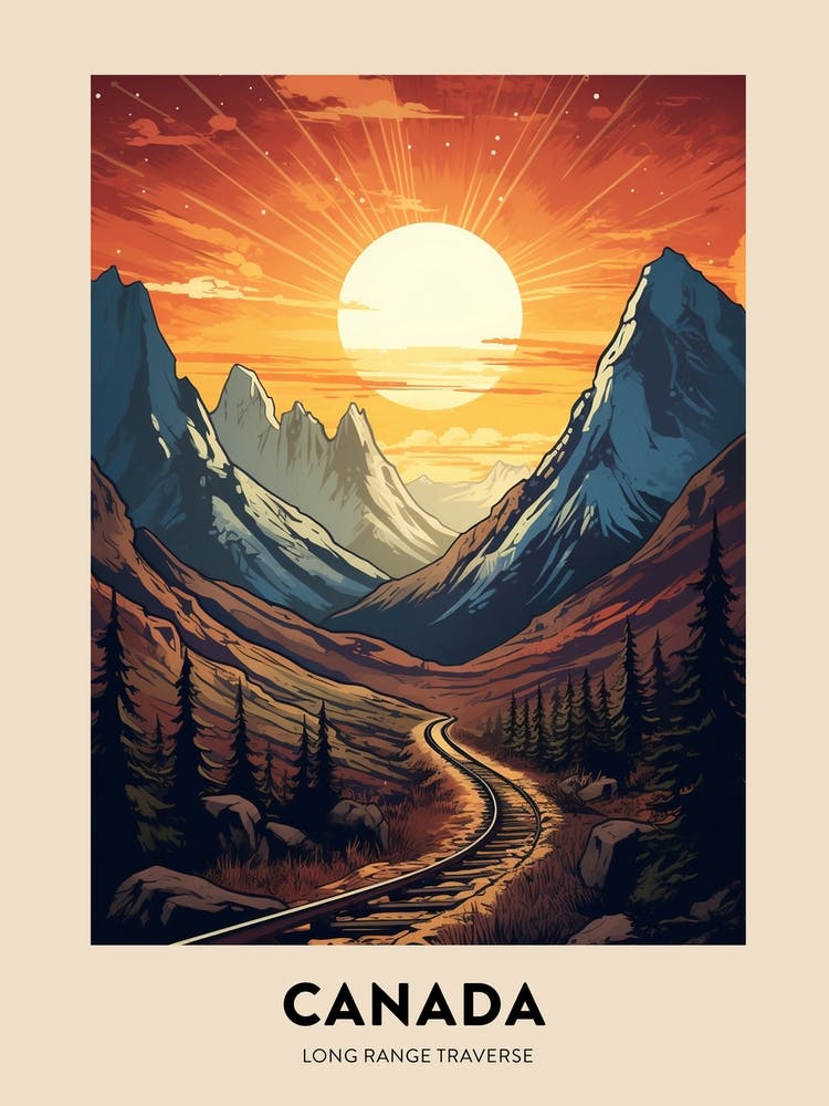Long Range Traverse Canada 2 Vintage Hiking Travel Poster
