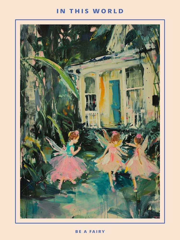 Coups de Pinceau Fées Dans Un Jardin 2 Affiche