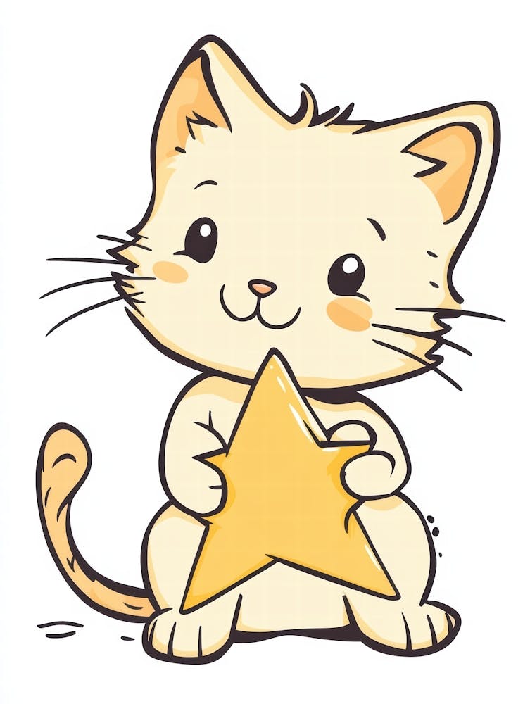Cute Cat With Star.Generated AI. Wall 2
