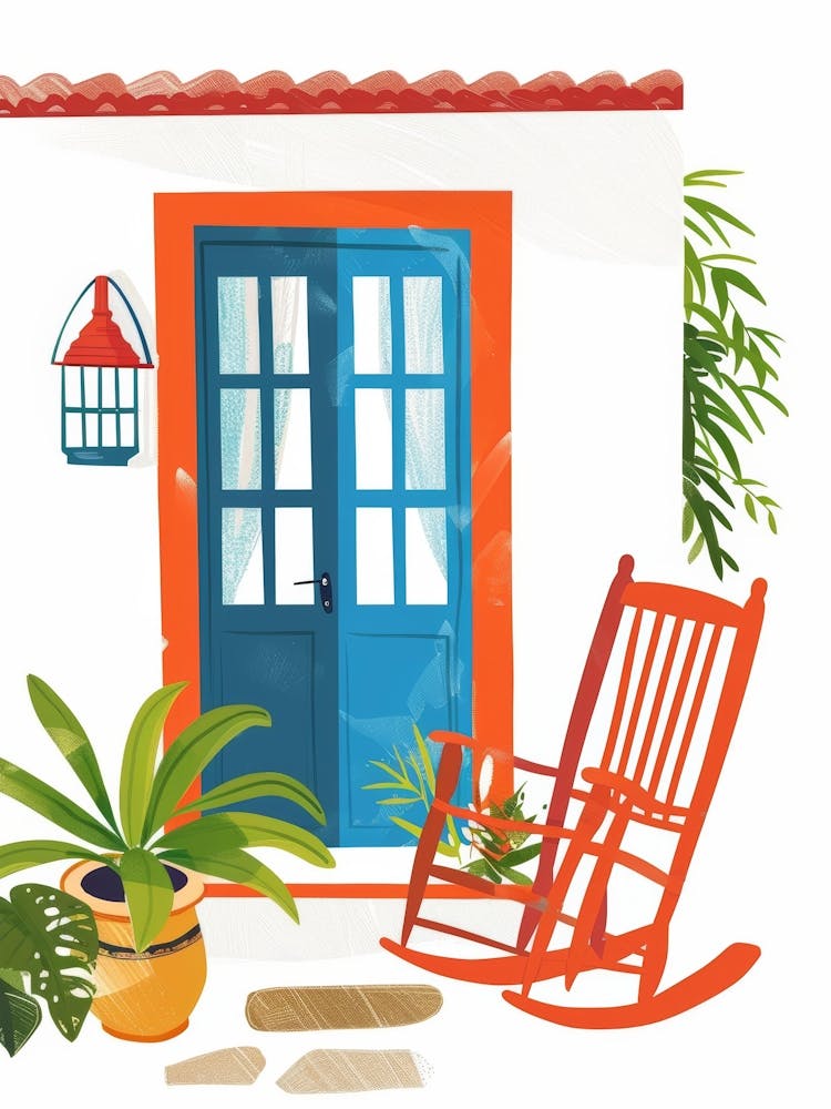 Rocking Chair In Front Of House