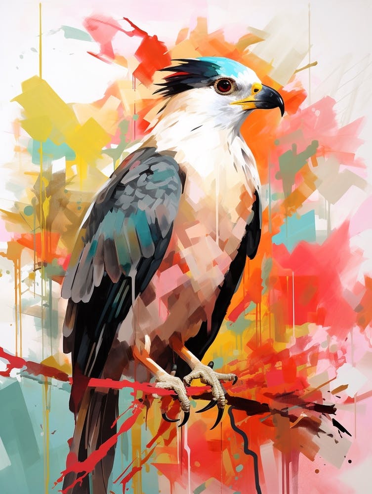 Bird Painting Collage Crested Caracara 1