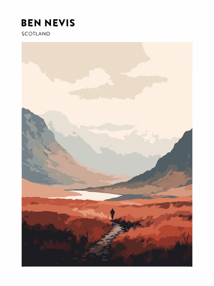 Ben Nevis Scotland 5 Hiking Trail Landscape Poster
