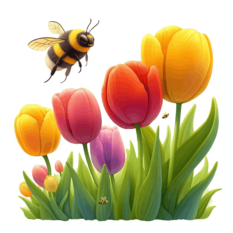 Bee And Tulips
