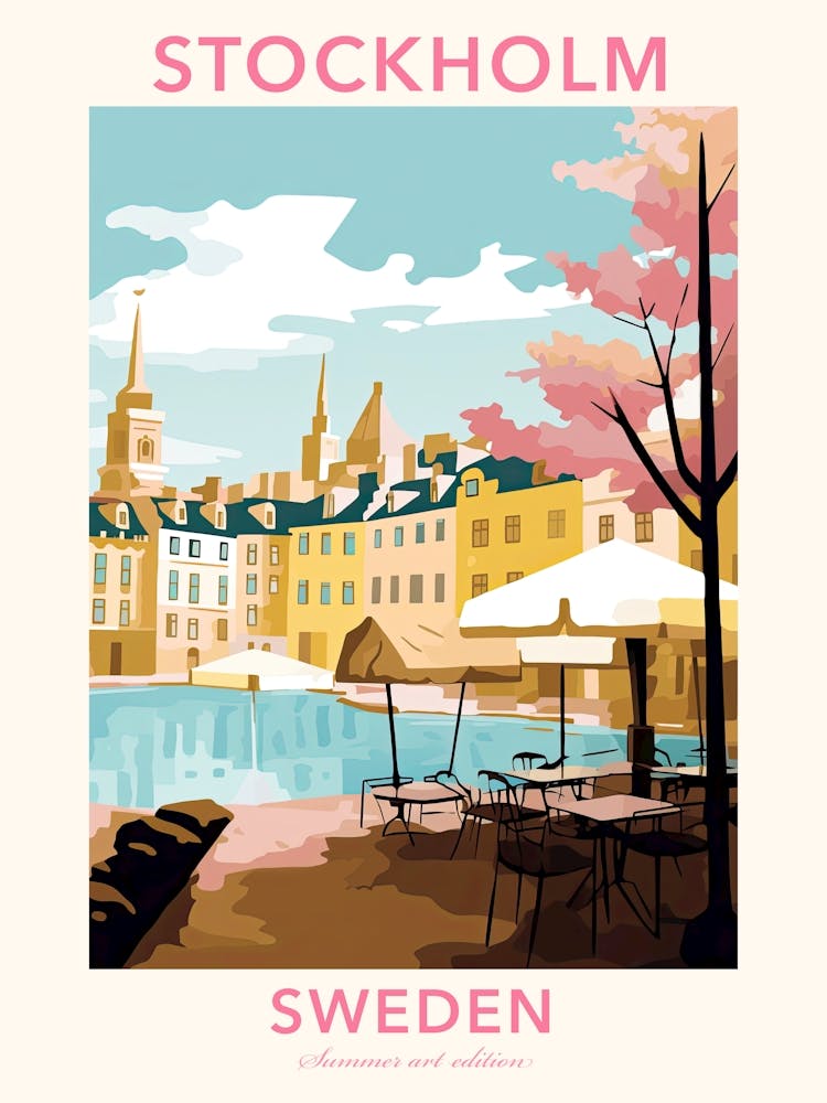Stockholm, Sweden, Flat Pastels Tones Illustration 3 Poster