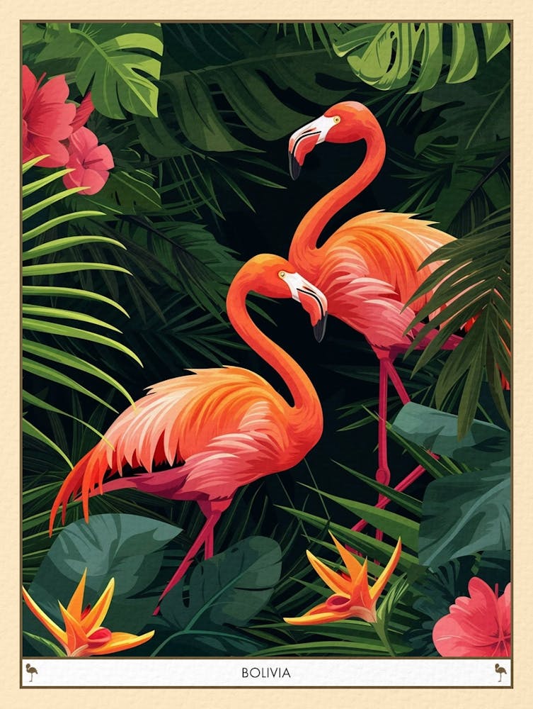 Greater Flamingo Bolivia Tropical Illustration 8 Poster