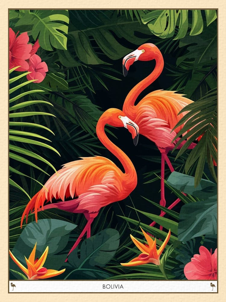 Greater Flamingo Bolivia Tropical Illustration 8 Poster