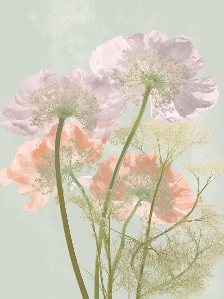 Queen Annes Lace Flowers Acrylic Painting In Pastel Colours 4