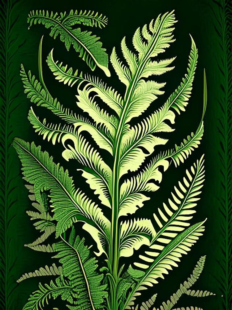 Sword Fern Vintage Botanical Poster