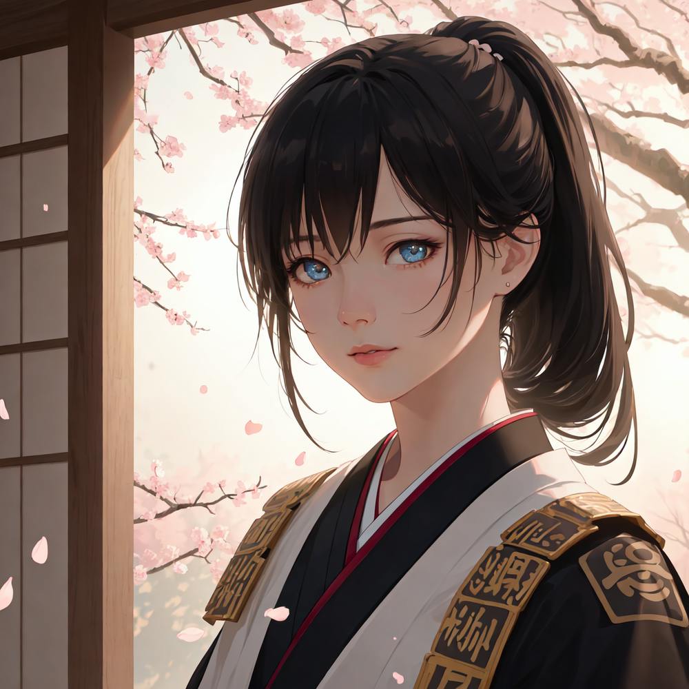 Jeune Femme Asiatique style d'art numérique anime, par Shadee