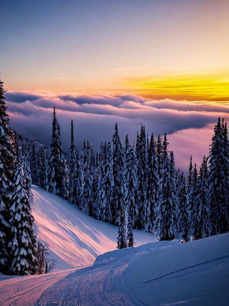 Méribel, France Sunrise Skiing Poster