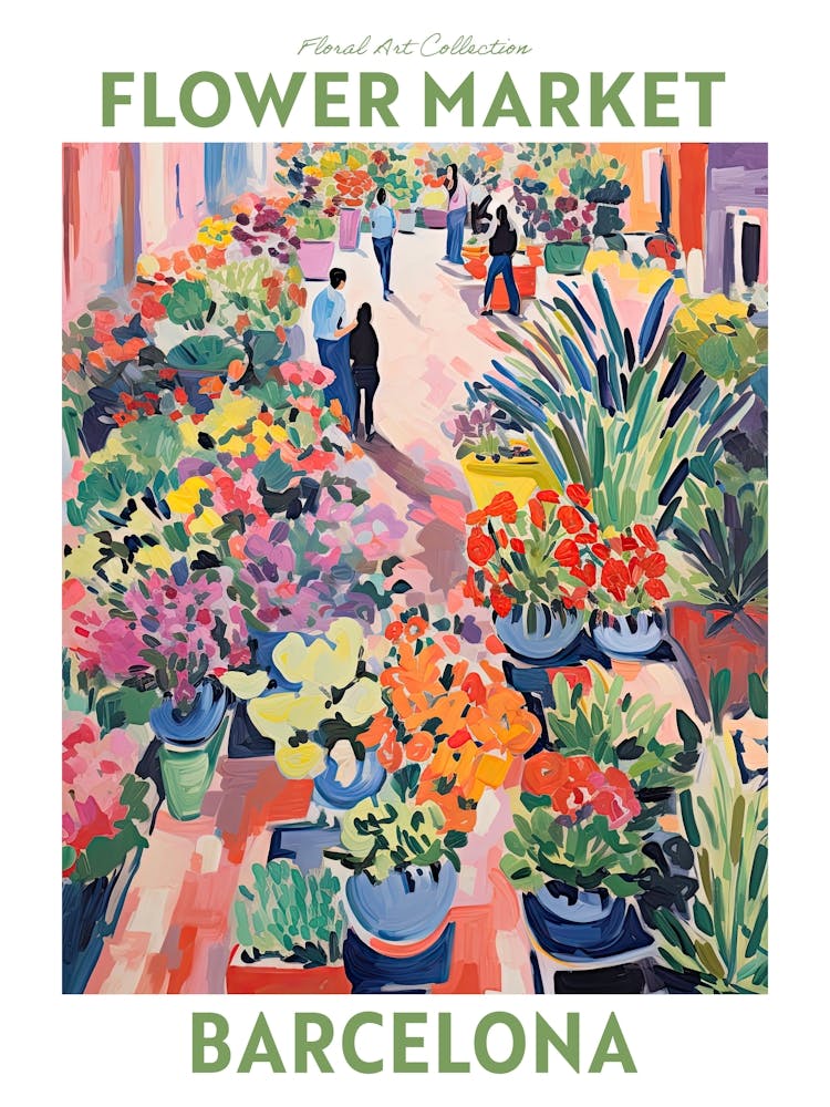 Barcelona Flower Market Floral Travel Print Plant Art Modern Style