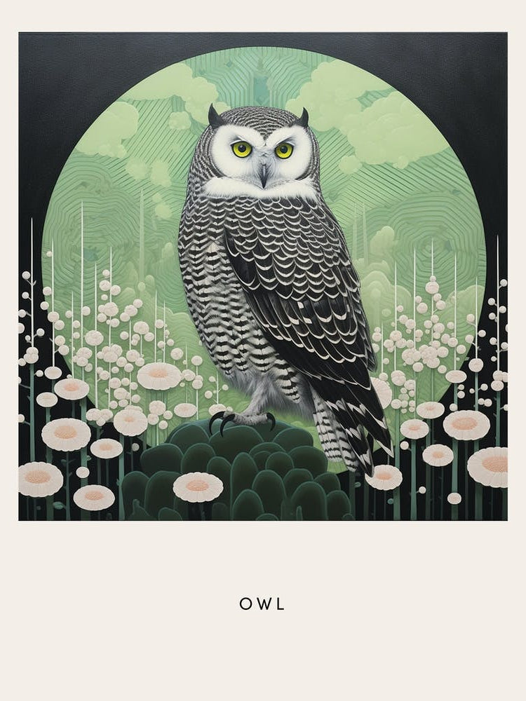 Ohara Koson Inspired Bird Painting Owl 1 Poster