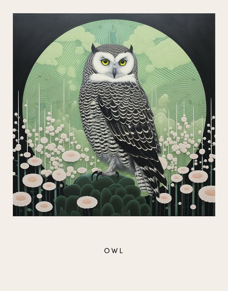 Ohara Koson Inspired Bird Painting Owl 1 Poster