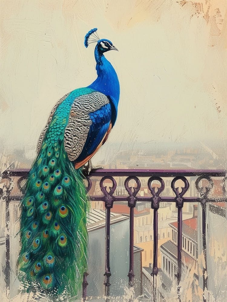 Peacock With A City In The Background 2