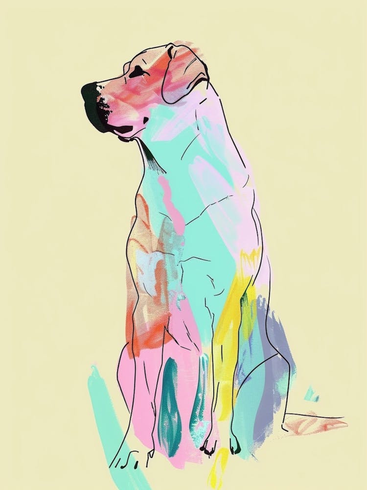 Pastel Labrador Dog Watercolour Line Illustration 3