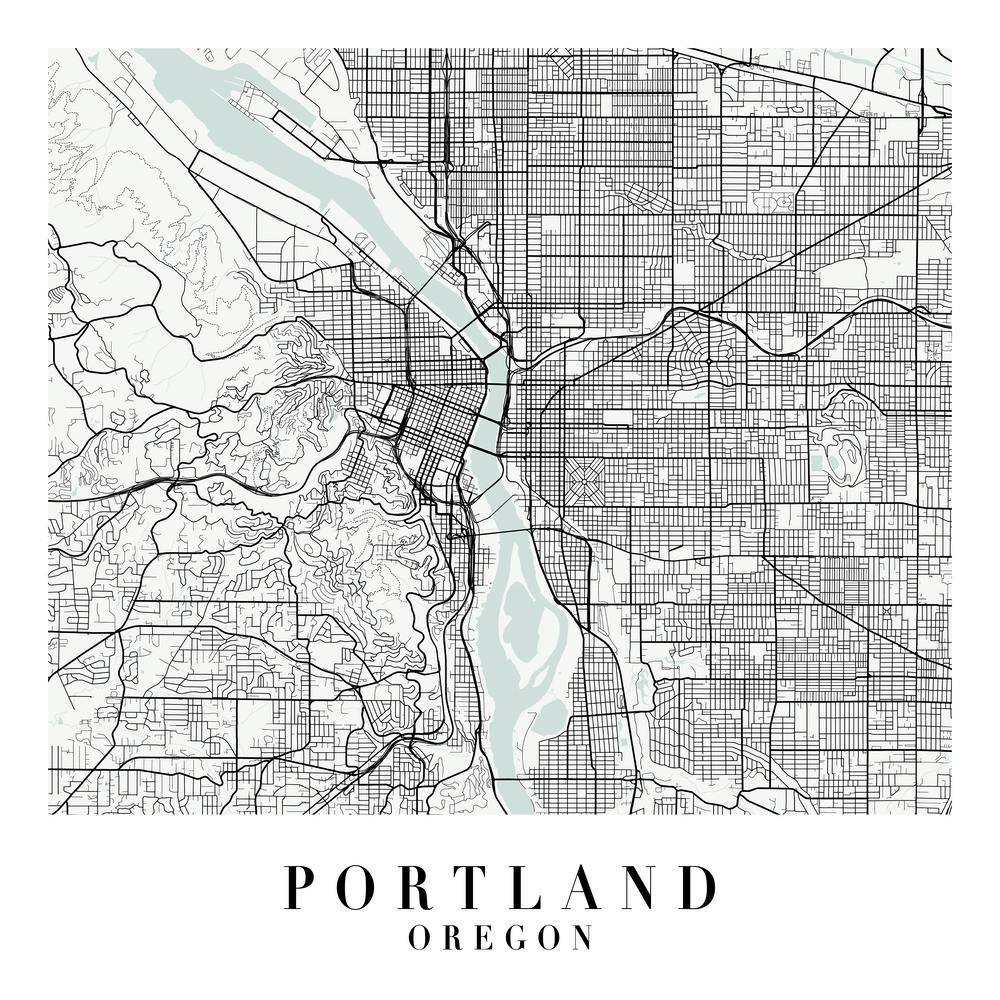 Portland Oregon Street Map Minimal Color Square