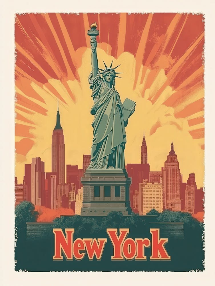 Aihrgdesign A Retro Travel Poster For New York Featuring The 6