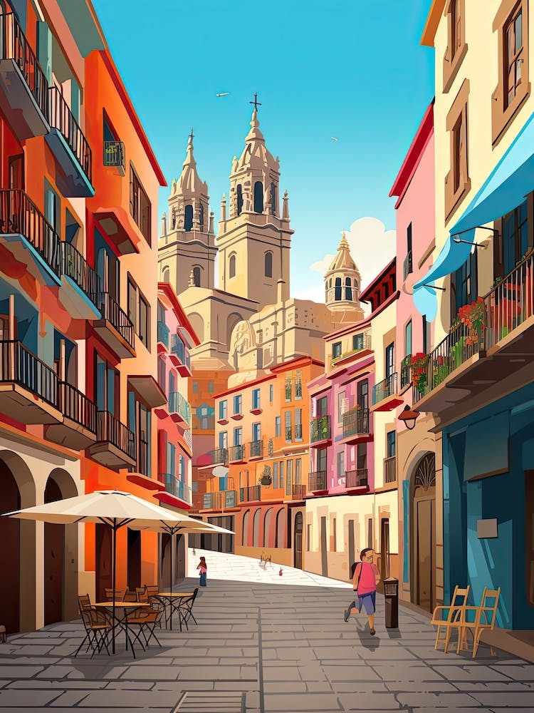 San Sebastian, Spain, Flat Illustration 3