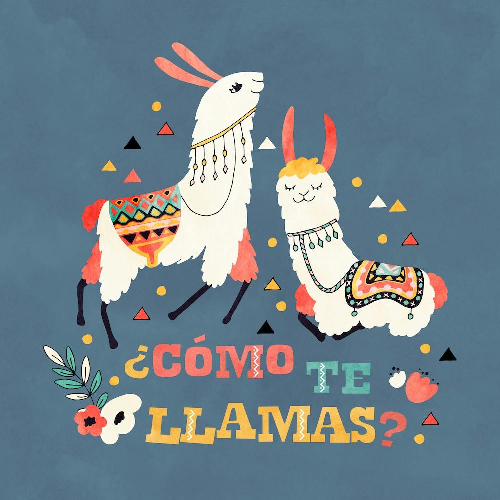 Llama With Cactus Como Te Llamas Square