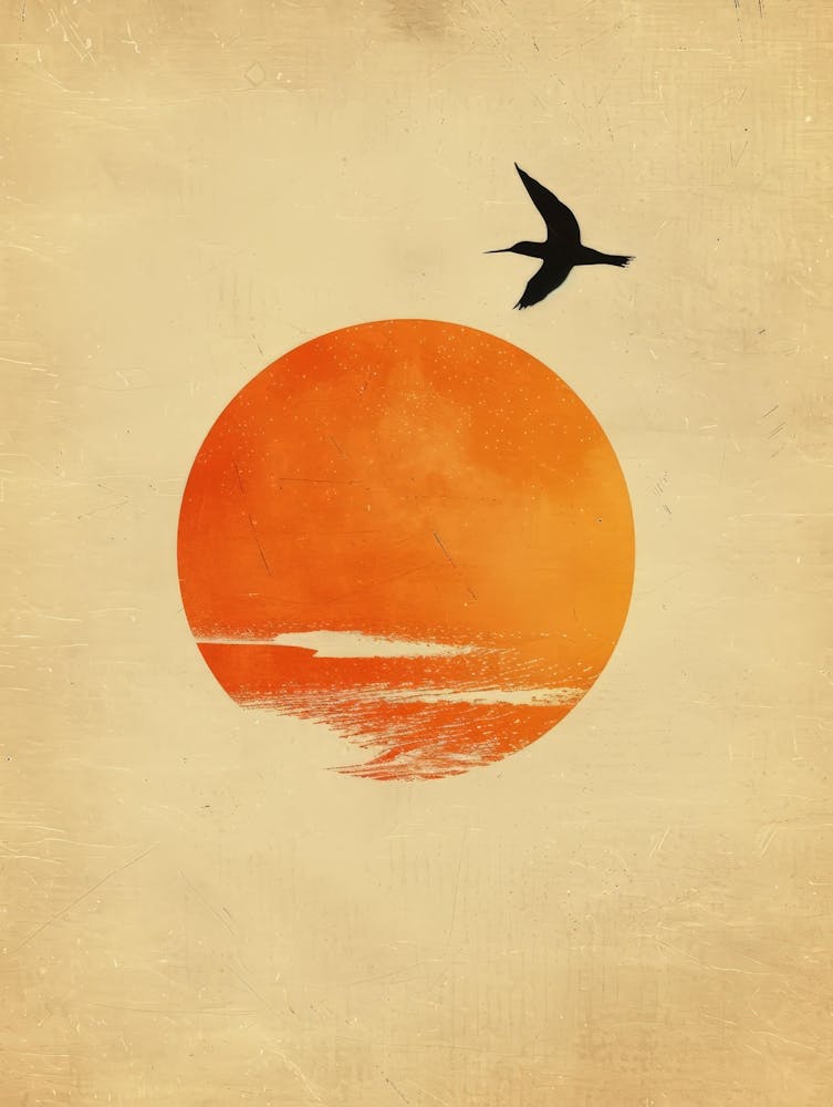 Sunset With A Bird