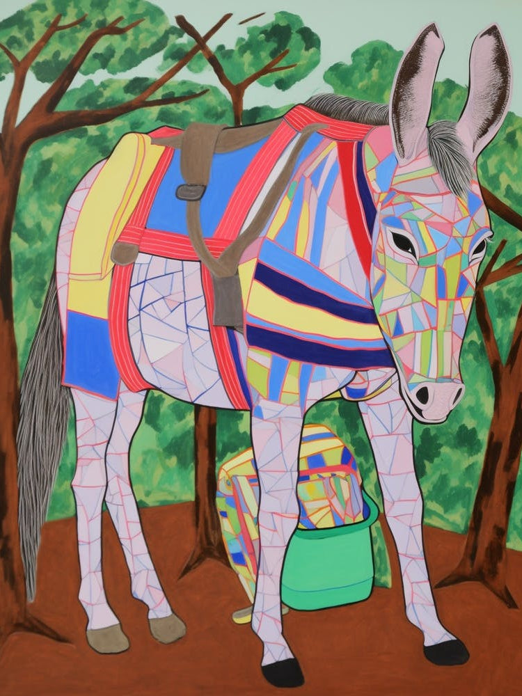 Maximalist Animal Painting Donkey 1