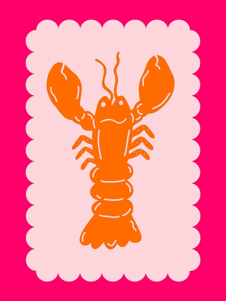 Lobster Scallop Orange On Pink