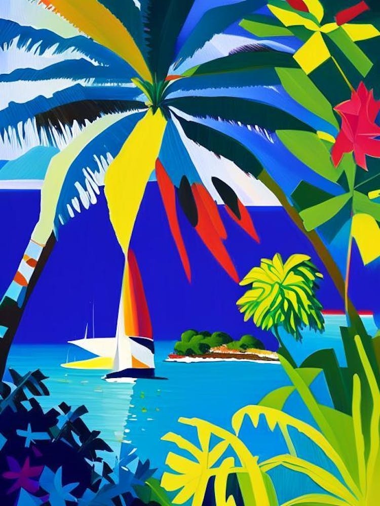 Grenadines Saint Vincent And The Grenadines Colourful Painting Tropical Destination