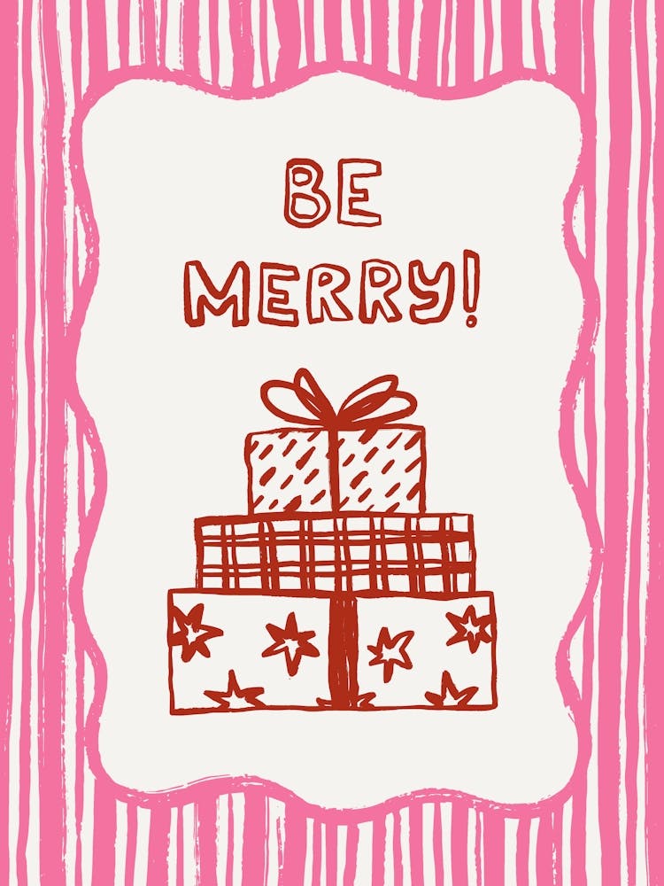 Soyez Joyeux. Illustration de Noël Rose Fantaisiste avec Citation
