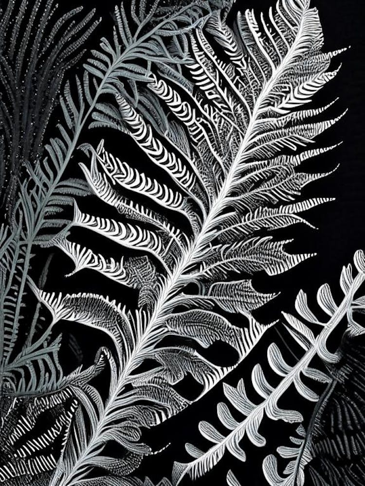 Silver Lace Fern Linocut