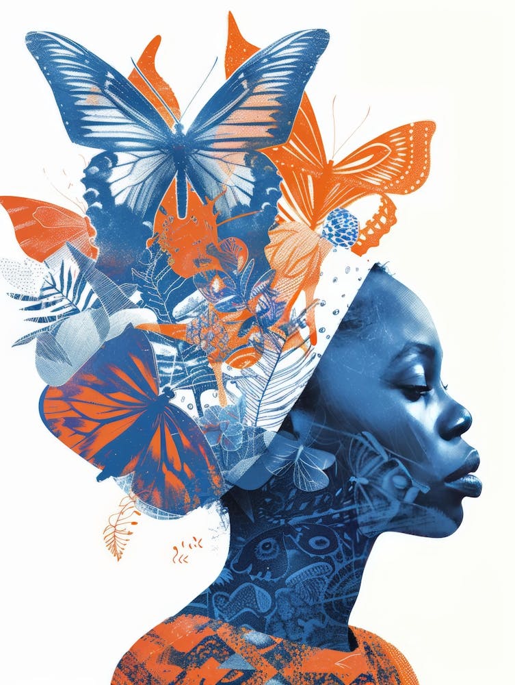 Woman With Butterflies On Her Head 1