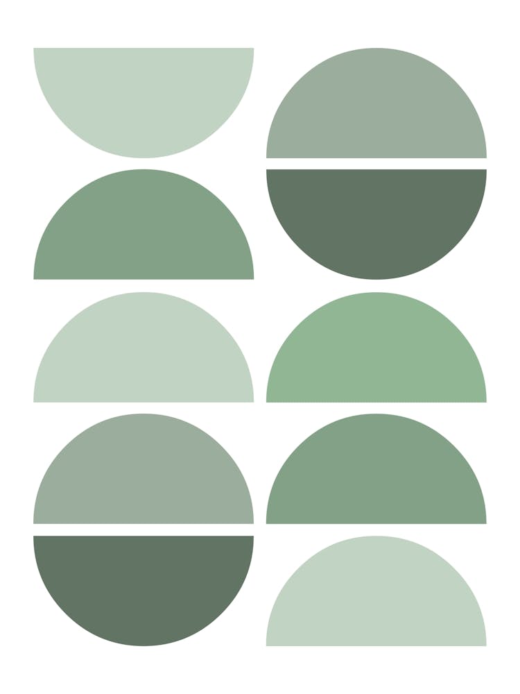Sage Green Mid Century Semi Circles