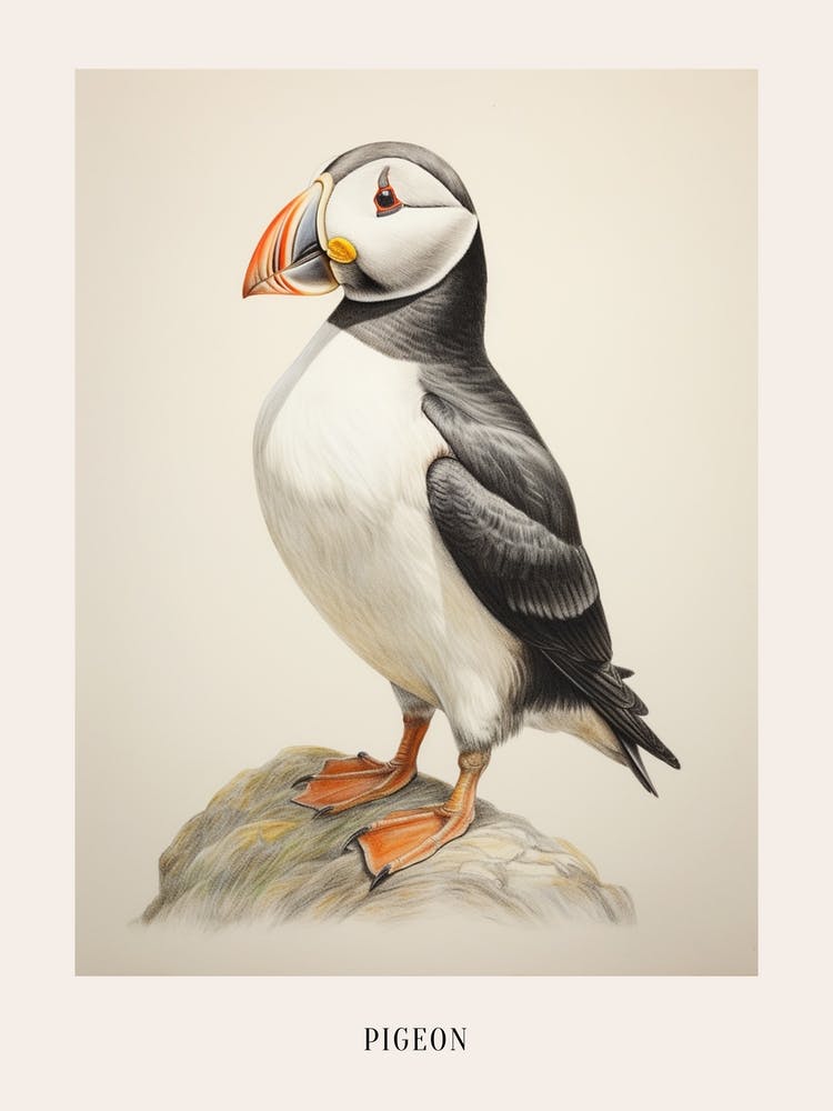 Vintage Bird Drawing Pigeon 4 Poster