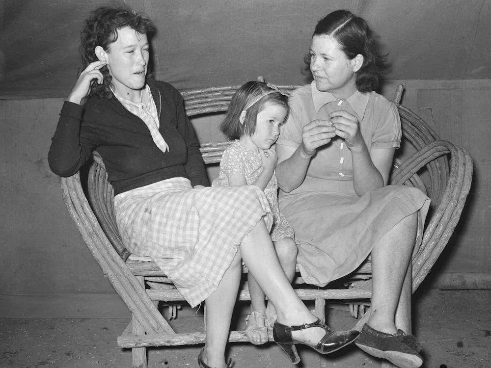 Migrant Workers Talking Near Harlingen, Texas By Russell Lee