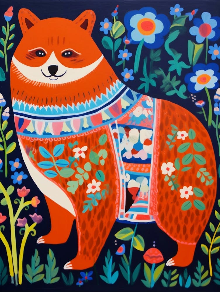 Maximalist Animal Painting Red Panda 1