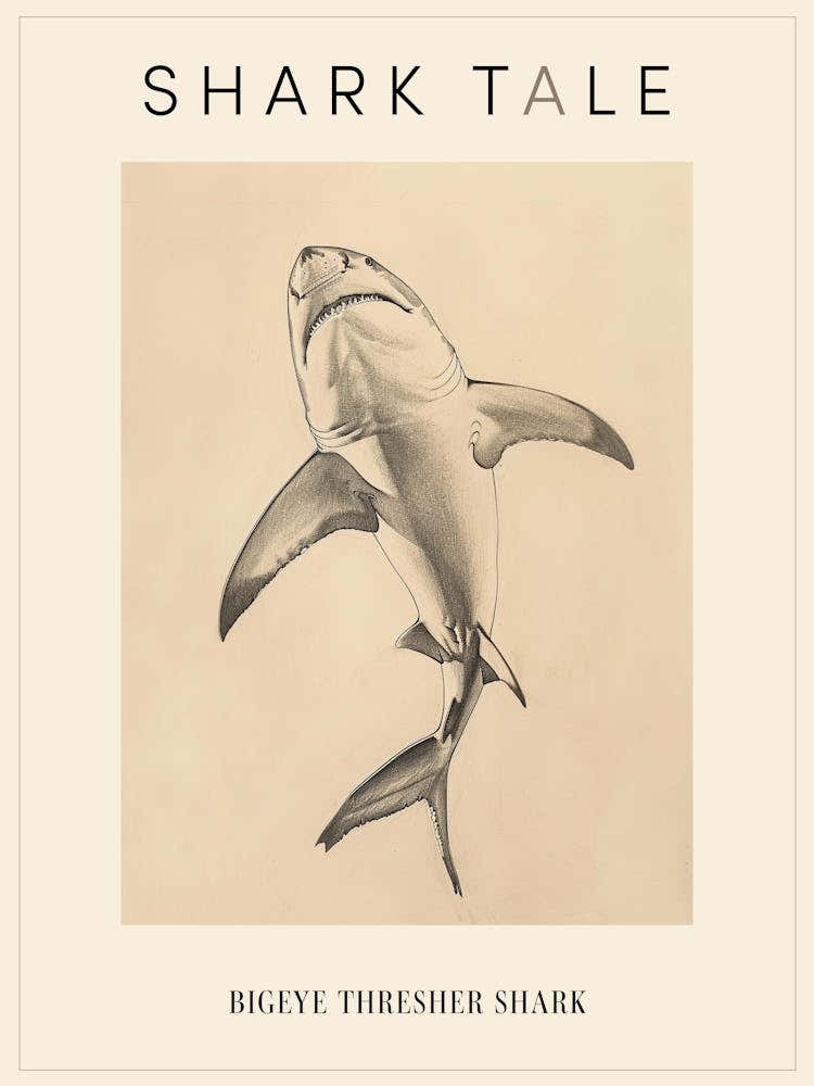 Bigeye Thresher Shark Vintage Illustration 1 Poster