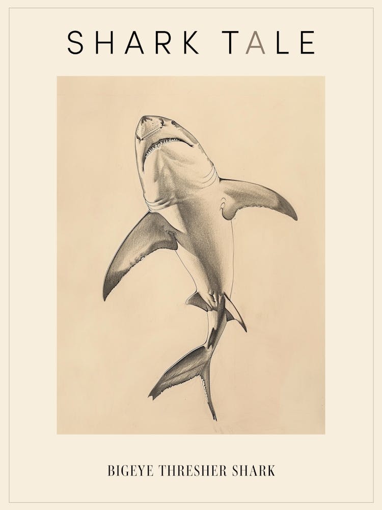 Bigeye Thresher Shark Vintage Illustration 1 Poster