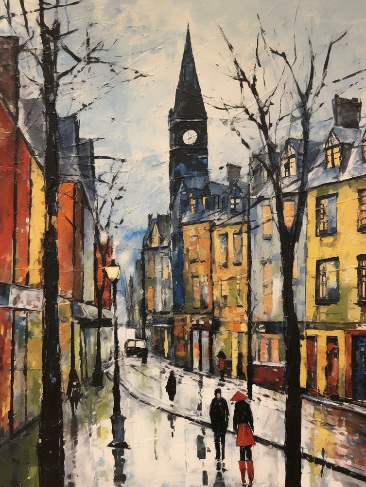 Vintage Winter Painting Glasgow United Kingdom