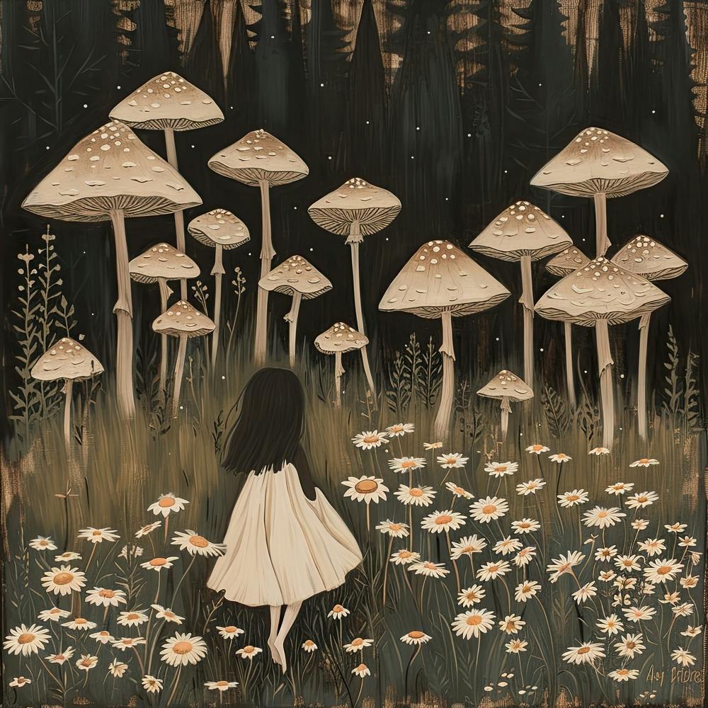 Wild Mushrooms Fairycore Painting 1