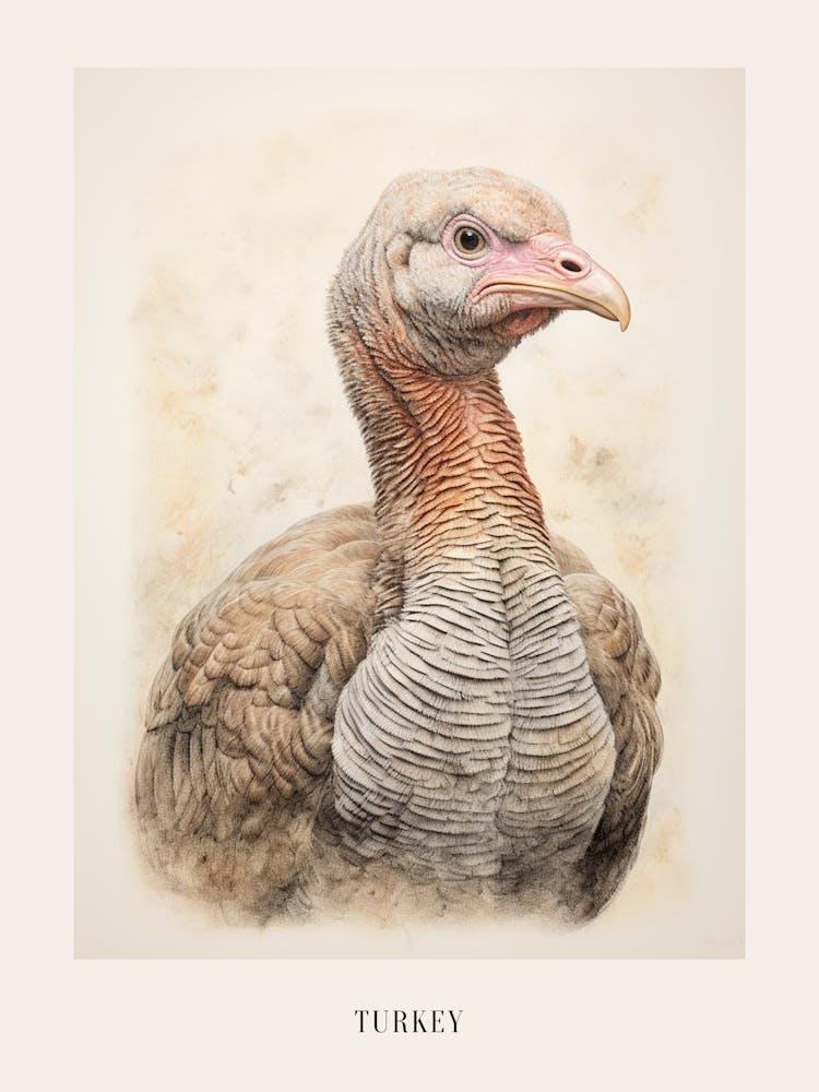 Vintage Bird Drawing Turkey 3 Poster