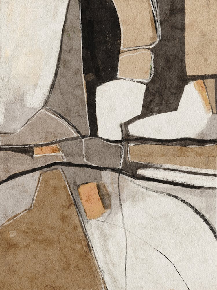 Beige Brown Modern Abstract 1
