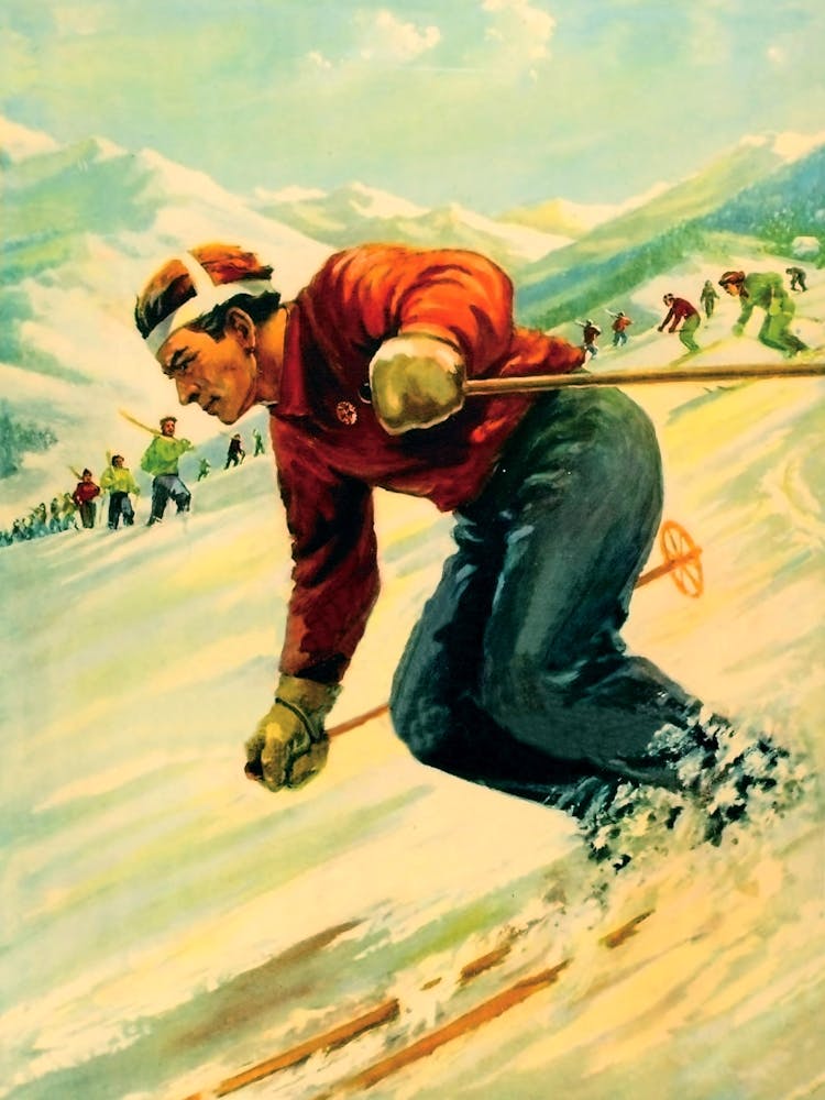 Man On A Ski Track, Winter Ski Sports