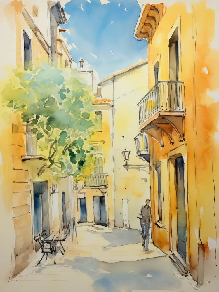 Lecce, Italy Watercolour Streets 1